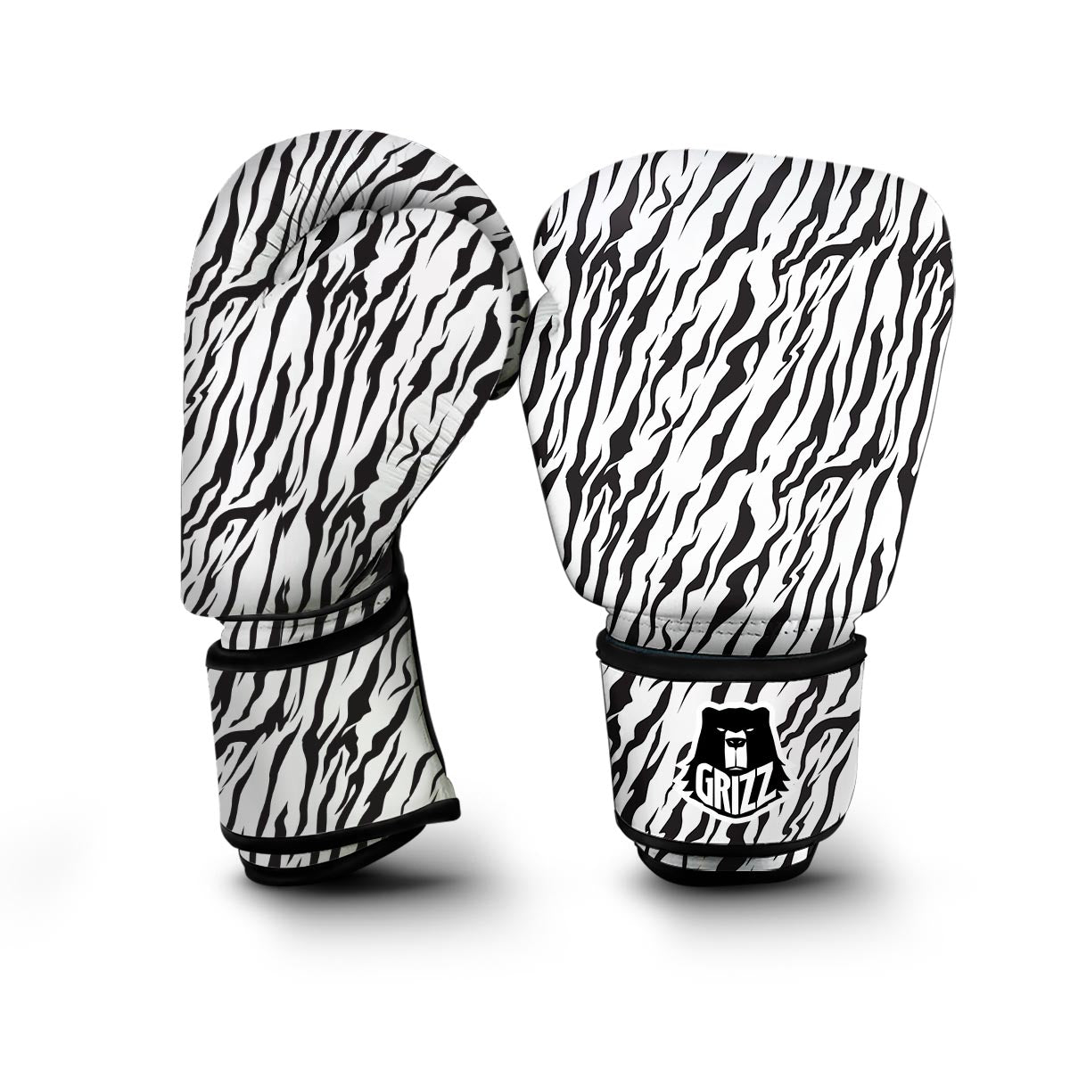 White Tiger Skin Print Boxing Gloves-grizzshop