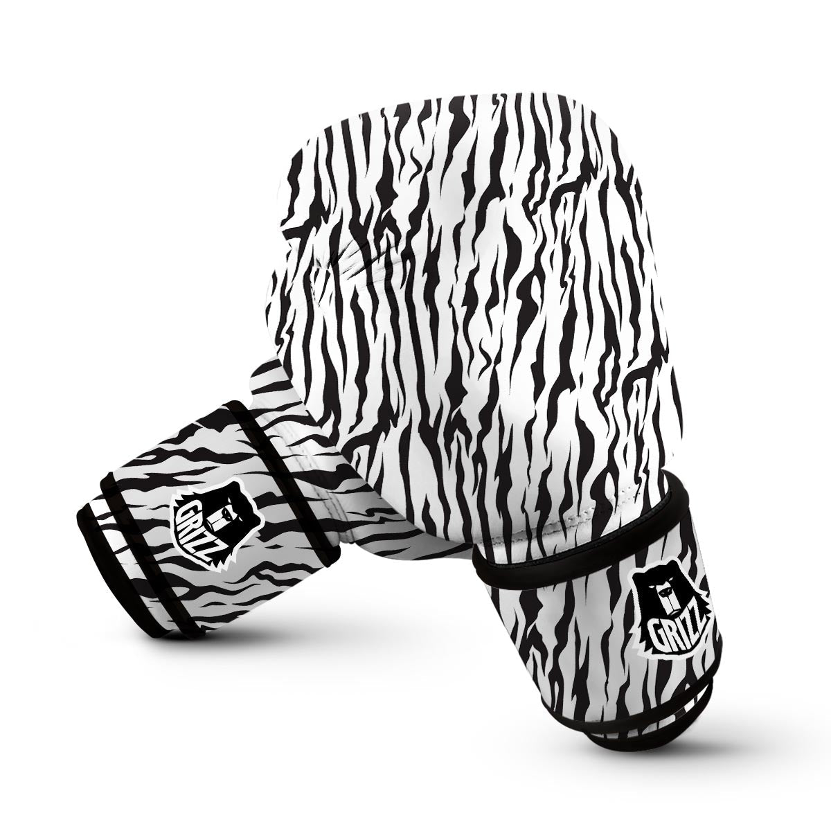 White Tiger Skin Print Boxing Gloves-grizzshop