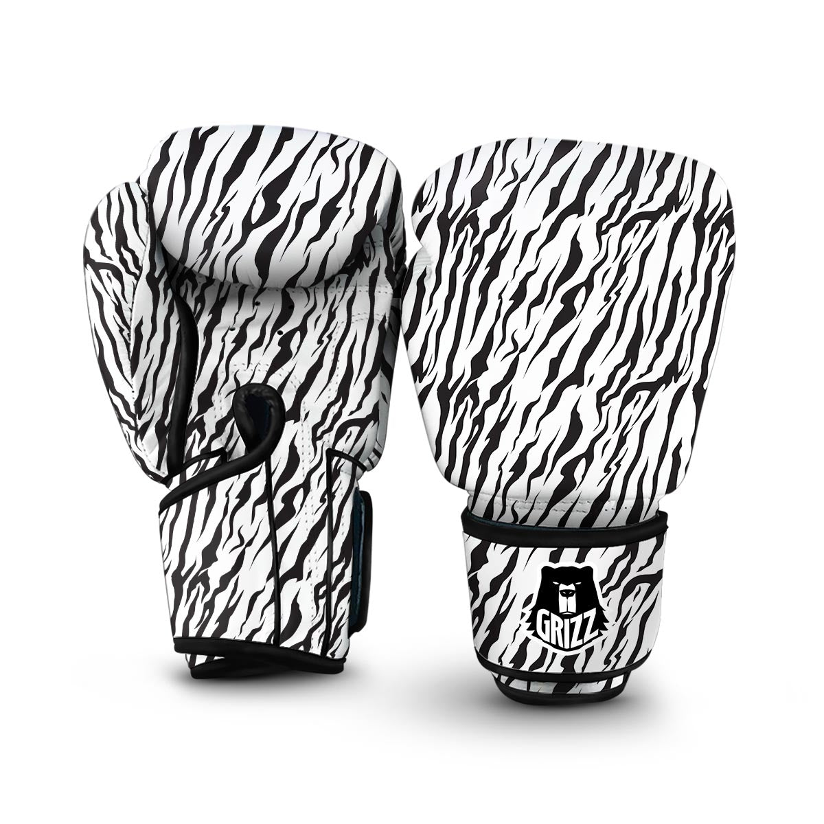 White Tiger Skin Print Boxing Gloves-grizzshop