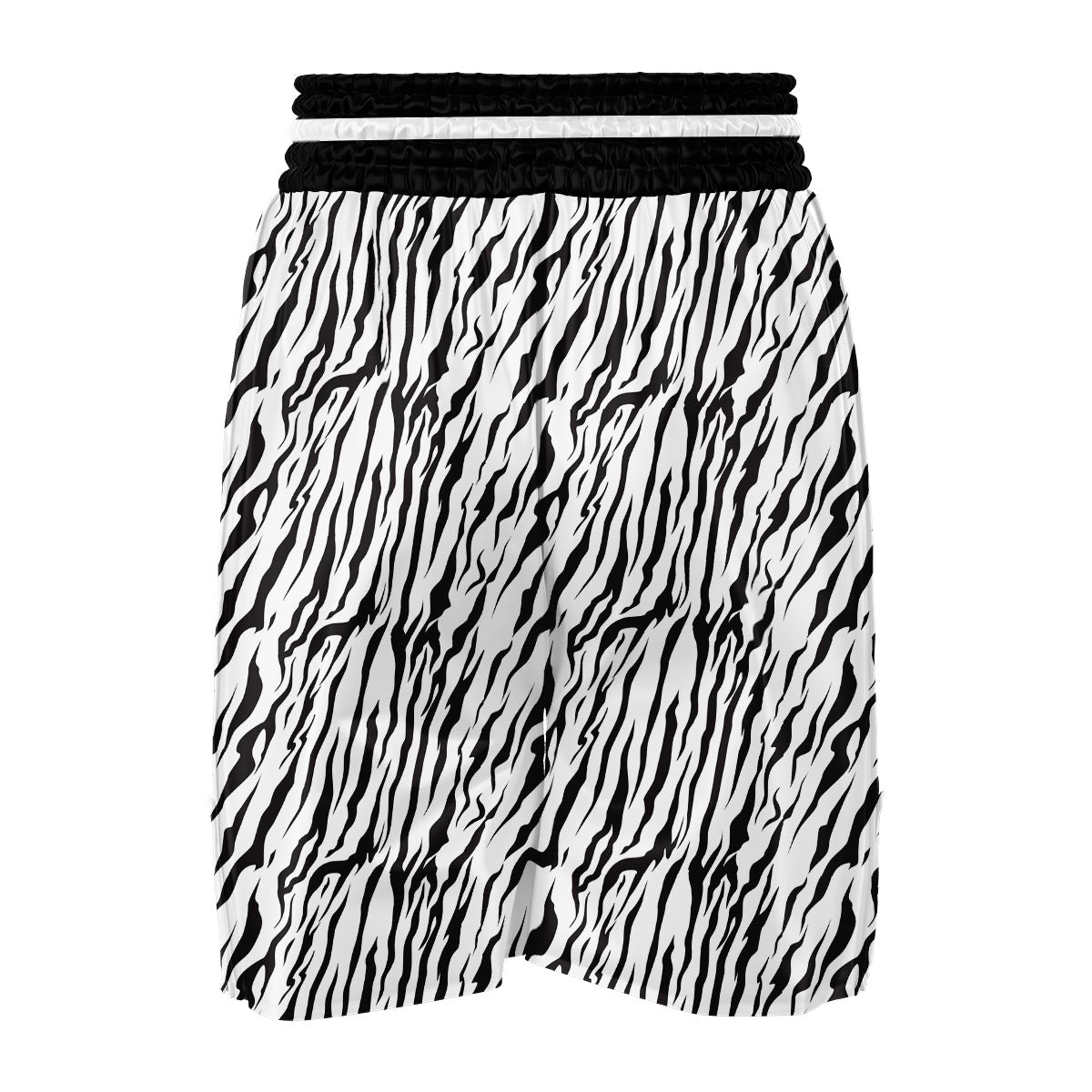 White Tiger Skin Print Boxing Shorts-grizzshop