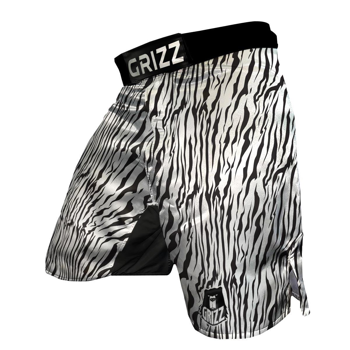 White Tiger Skin Print MMA Shorts-grizzshop