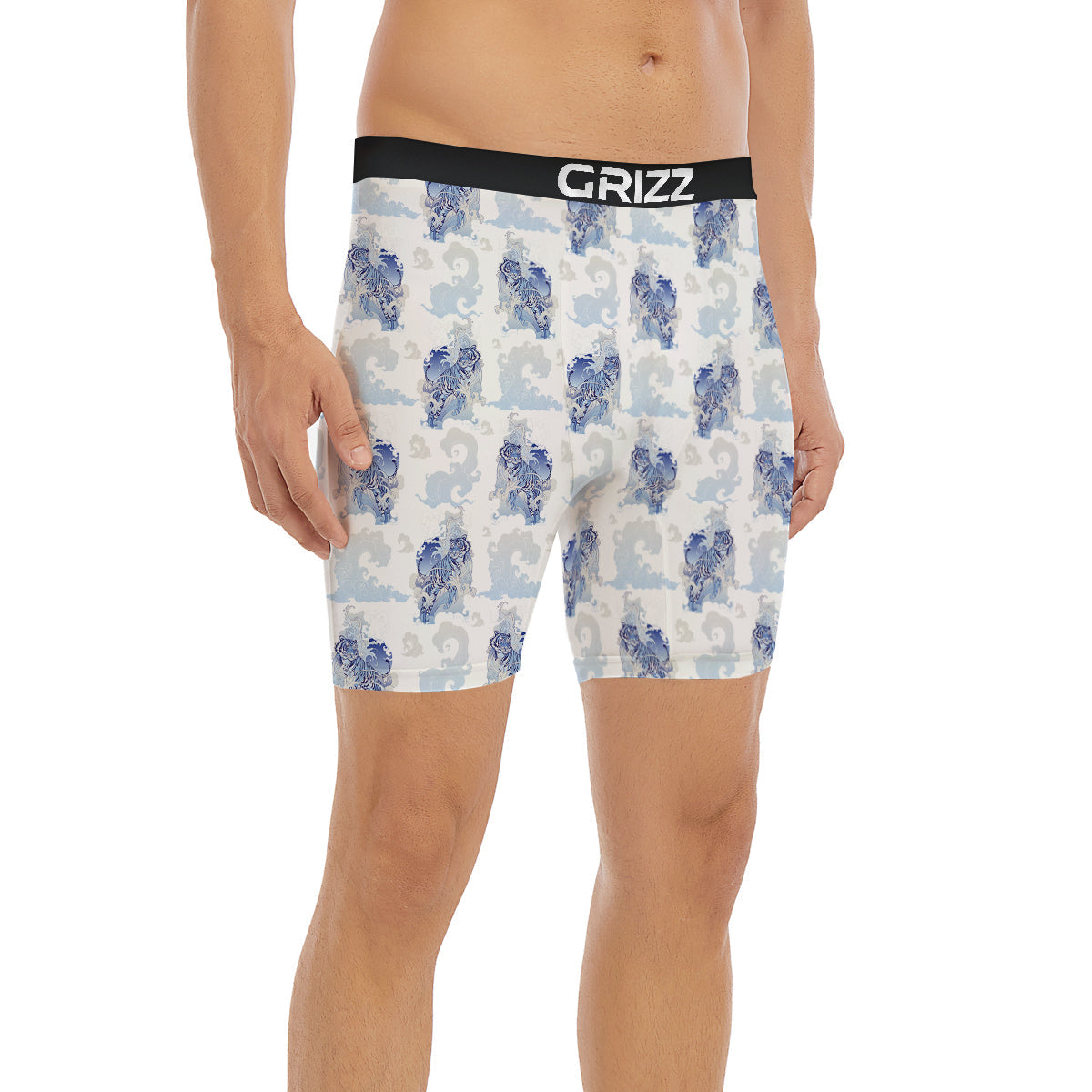 White Tiger Tattoo Japanese Print Pattern Boxer Briefs-grizzshop