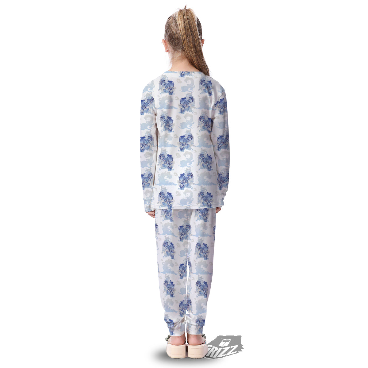 White Tiger Tattoo Japanese Print Pattern Kid's Pajamas-grizzshop