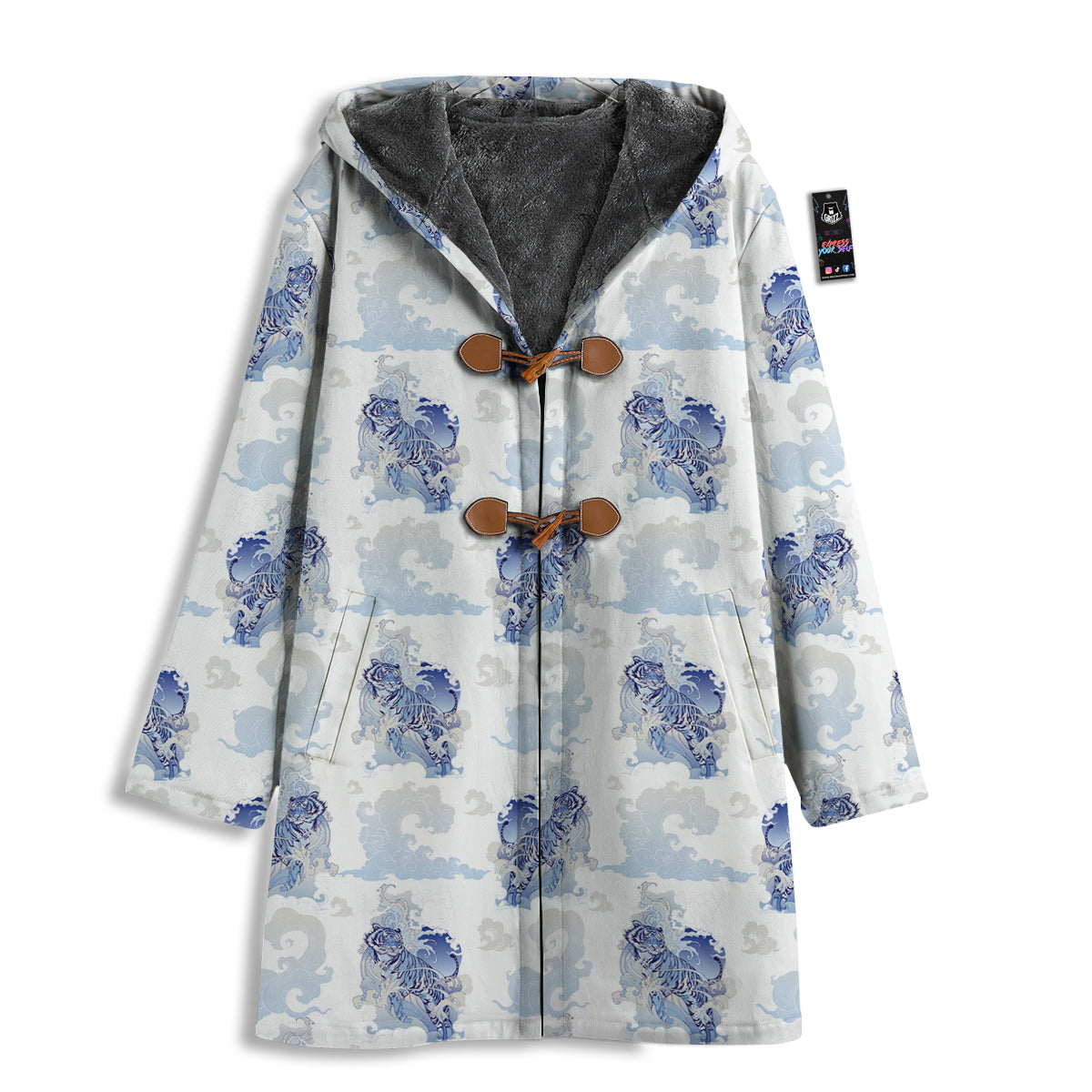 White Tiger Tattoo Japanese Print Pattern Men's Windbreaker Jacket-grizzshop