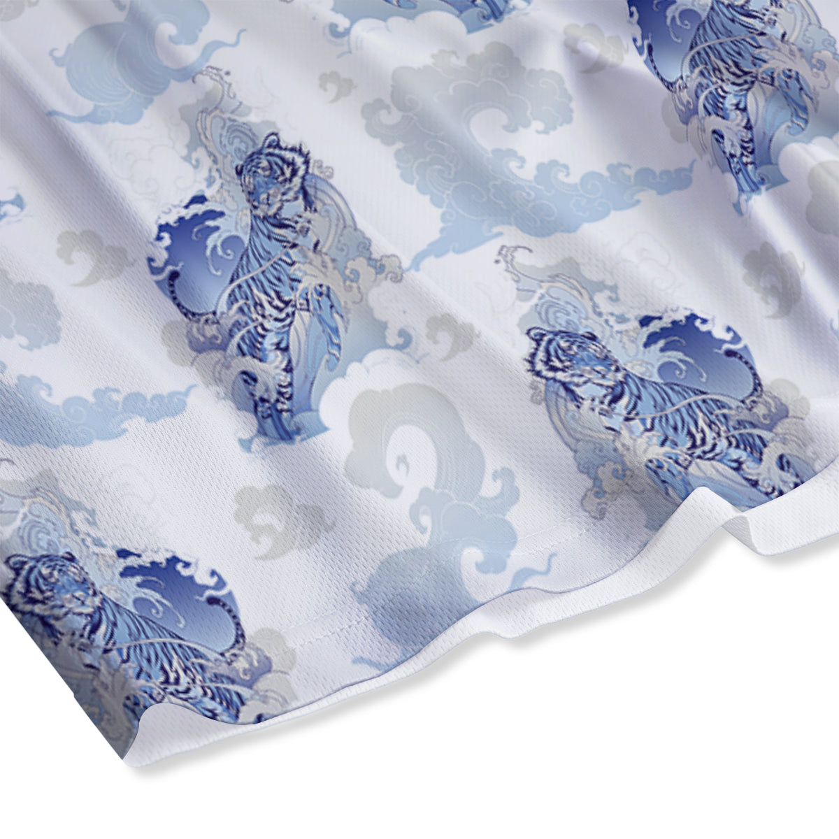 White Tiger Tattoo Japanese Print Pattern Mesh Shorts