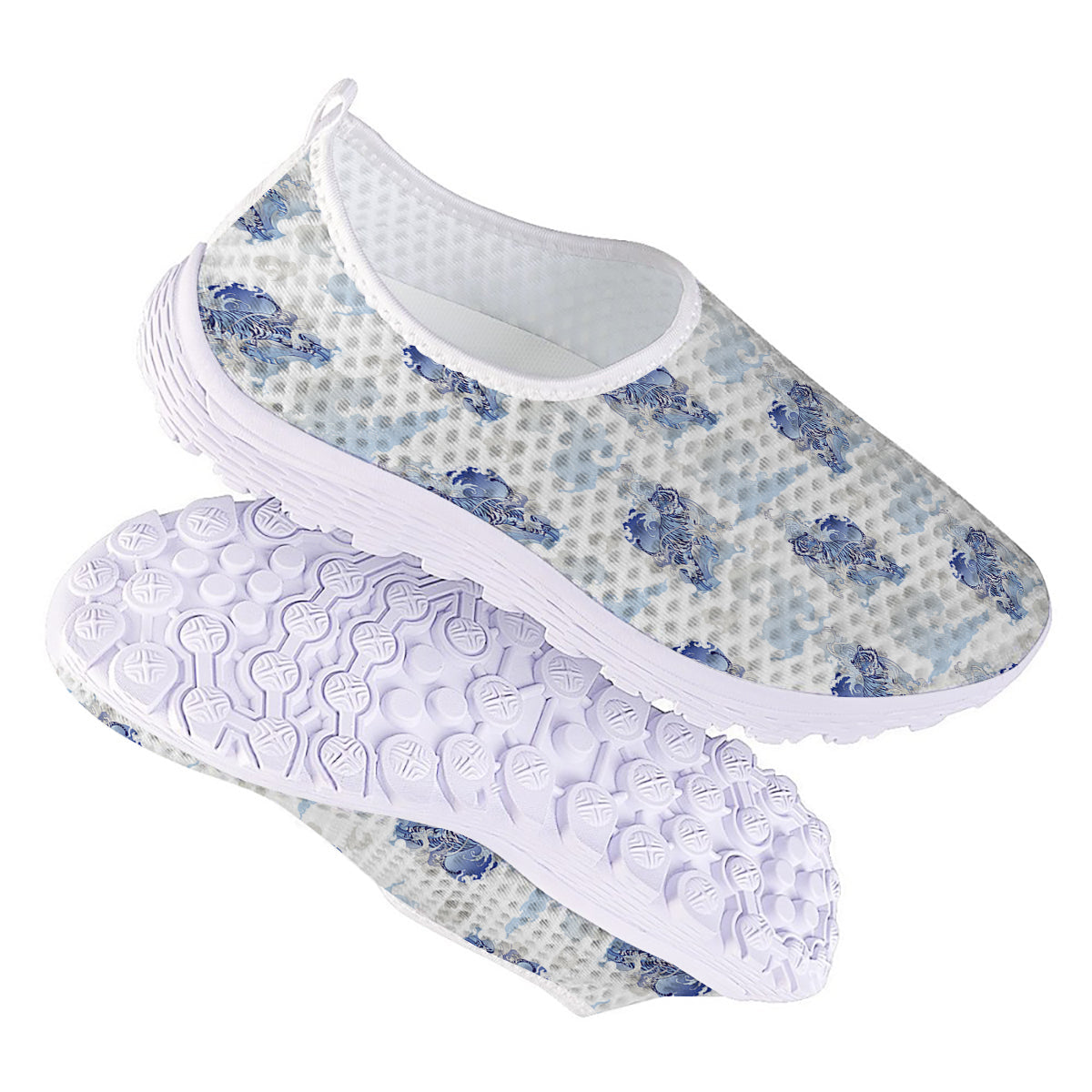 White Tiger Tattoo Japanese Print Pattern Nurse Shoes-grizzshop