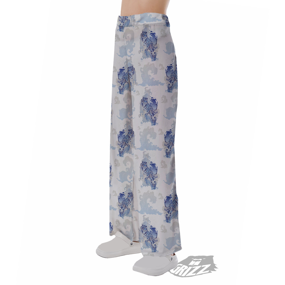 White Tiger Tattoo Japanese Print Pattern Pajama Pants-grizzshop