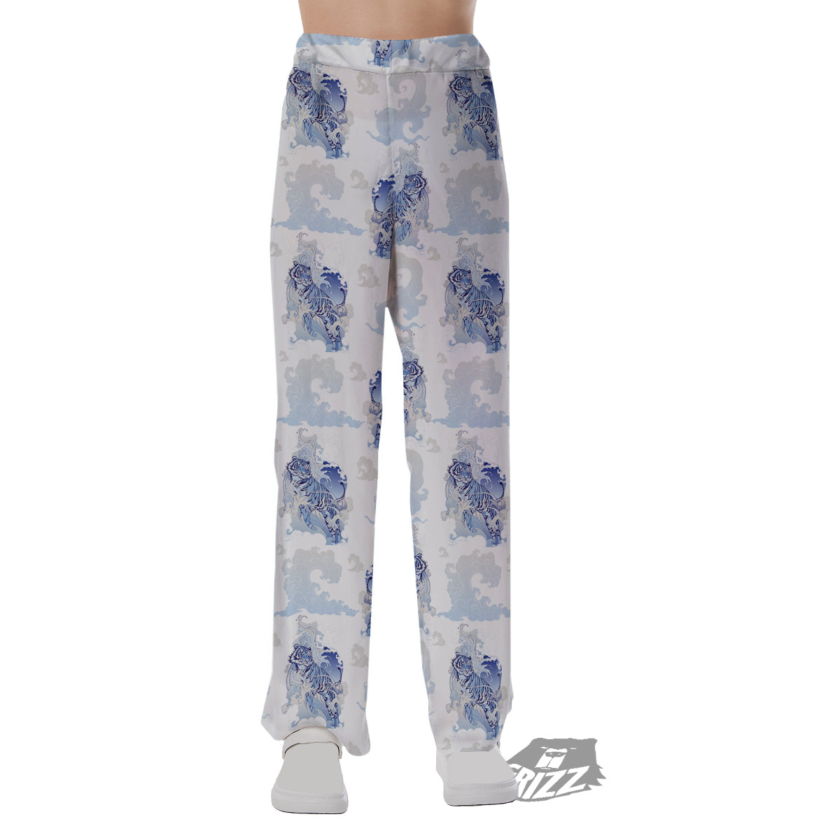 White Tiger Tattoo Japanese Print Pattern Pajama Pants-grizzshop