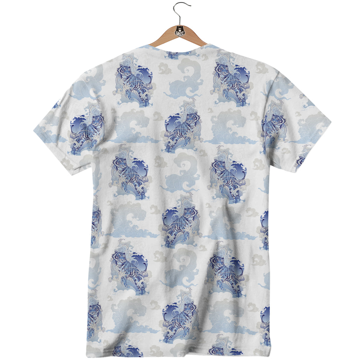 White Tiger Tattoo Japanese Print Pattern T-Shirt-grizzshop