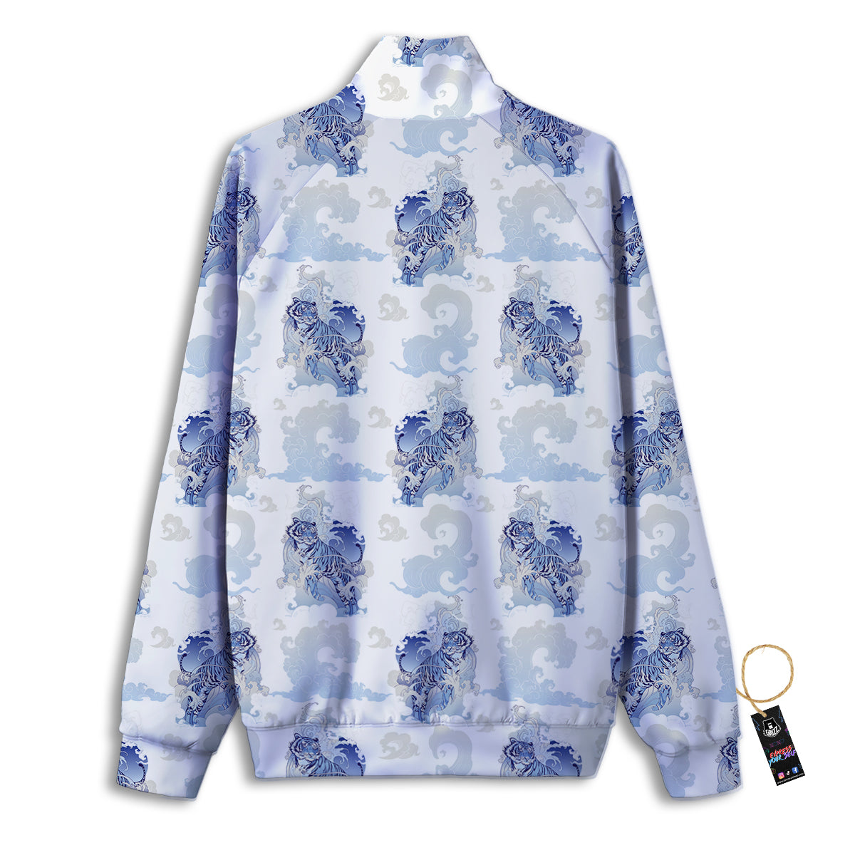 White Tiger Tattoo Japanese Print Pattern Track Jacket-grizzshop