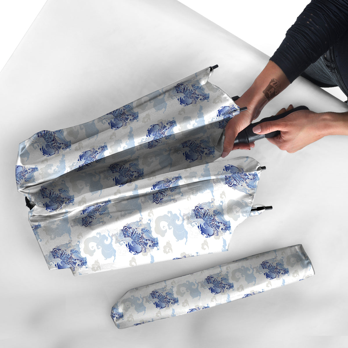 White Tiger Tattoo Japanese Print Pattern Umbrella-grizzshop