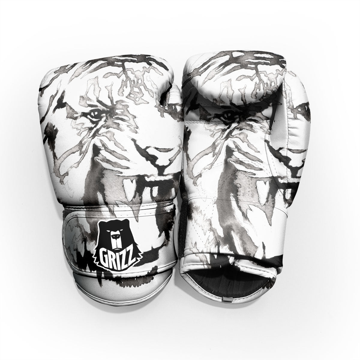 White Tiger Watercolor Monochrome Print Pro Boxing Glove