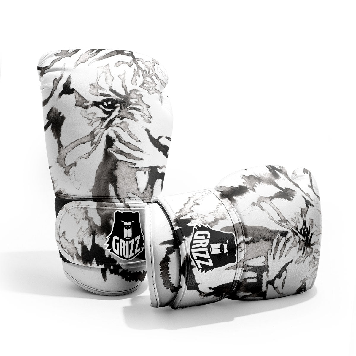 White Tiger Watercolor Monochrome Print Pro Boxing Glove
