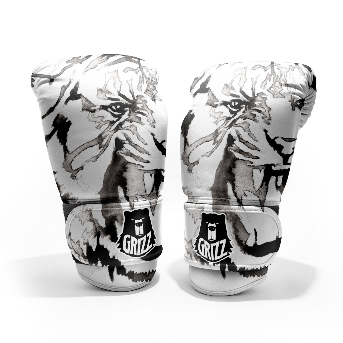 White Tiger Watercolor Monochrome Print Pro Boxing Glove