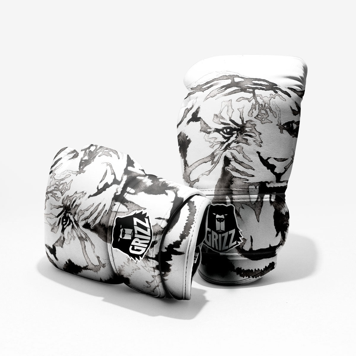 White Tiger Watercolor Monochrome Print Pro Boxing Glove