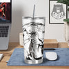 White Tiger Watercolor Monochrome Print Tumbler-grizzshop