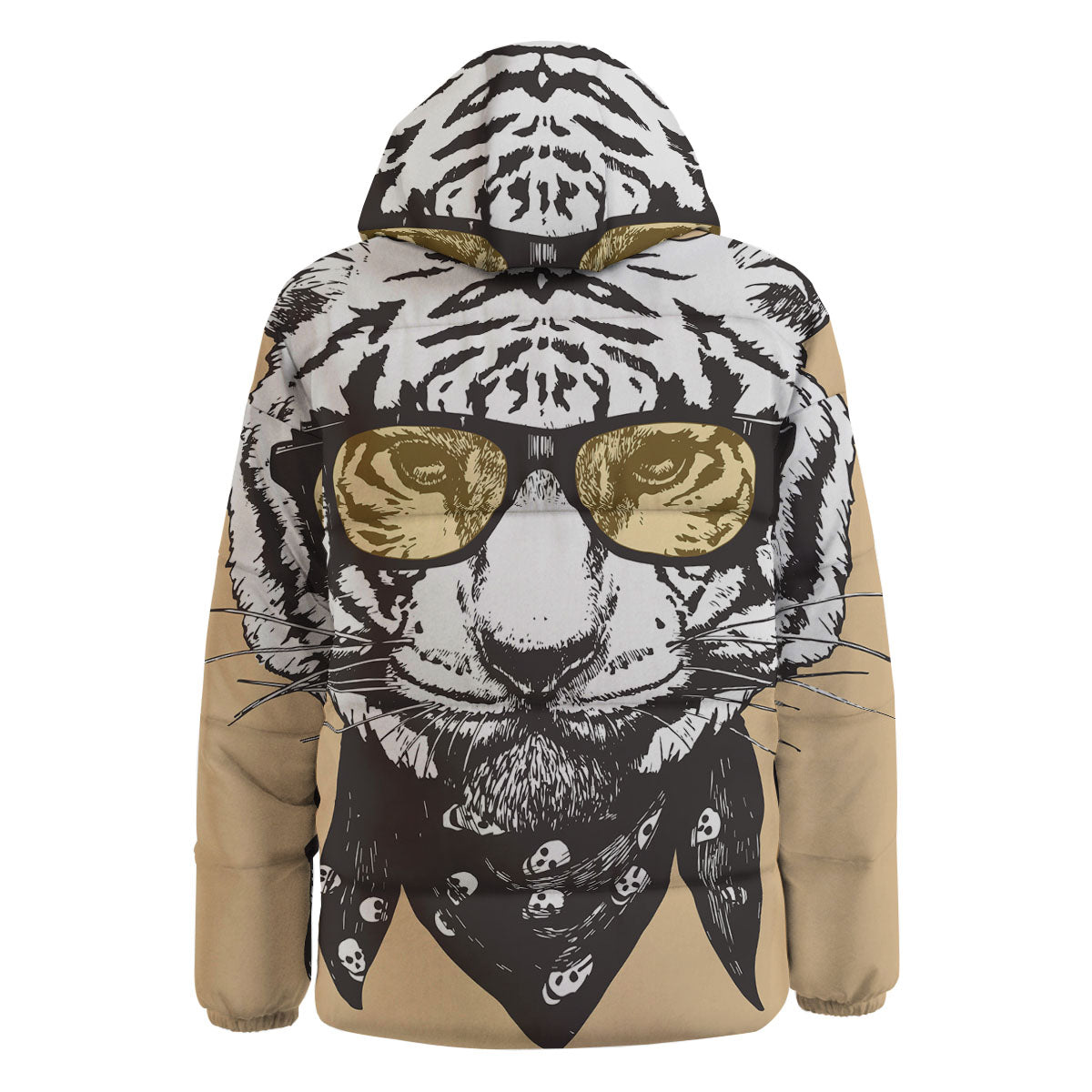 White Tiger With Sunglasses Print Pattern Down Jacket-grizzshop