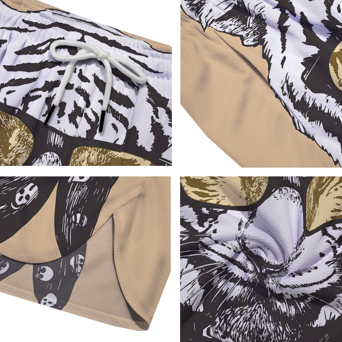 White Tiger With Sunglasses Print Pattern Men's Running Shorts-grizzshop