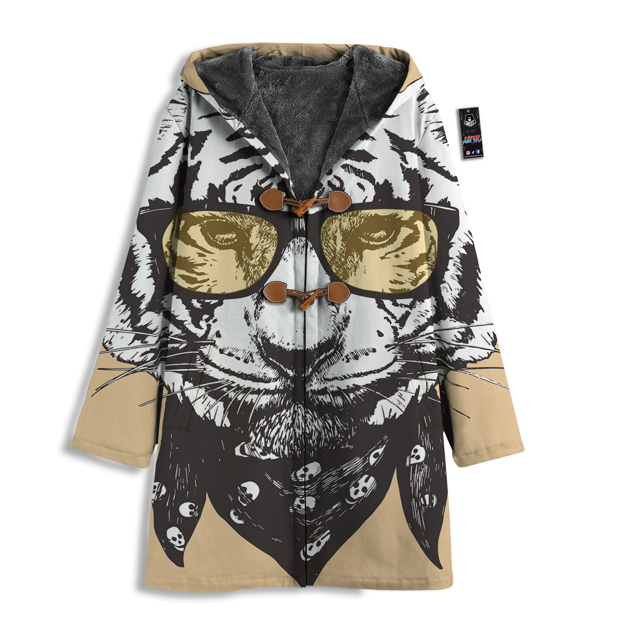 White Tiger With Sunglasses Print Pattern Men's Windbreaker Jacket-grizzshop