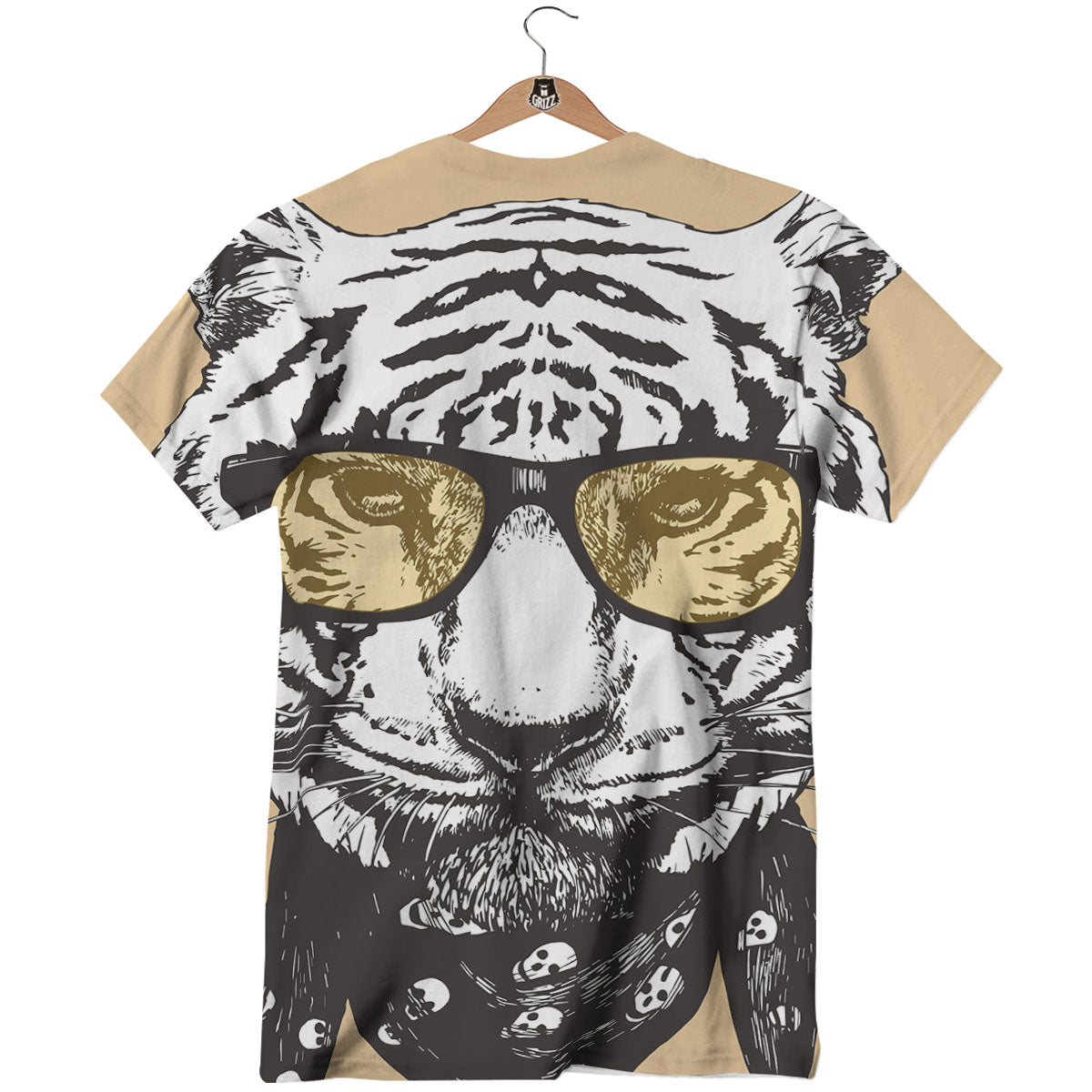 White Tiger With Sunglasses Print Pattern T-Shirt-grizzshop