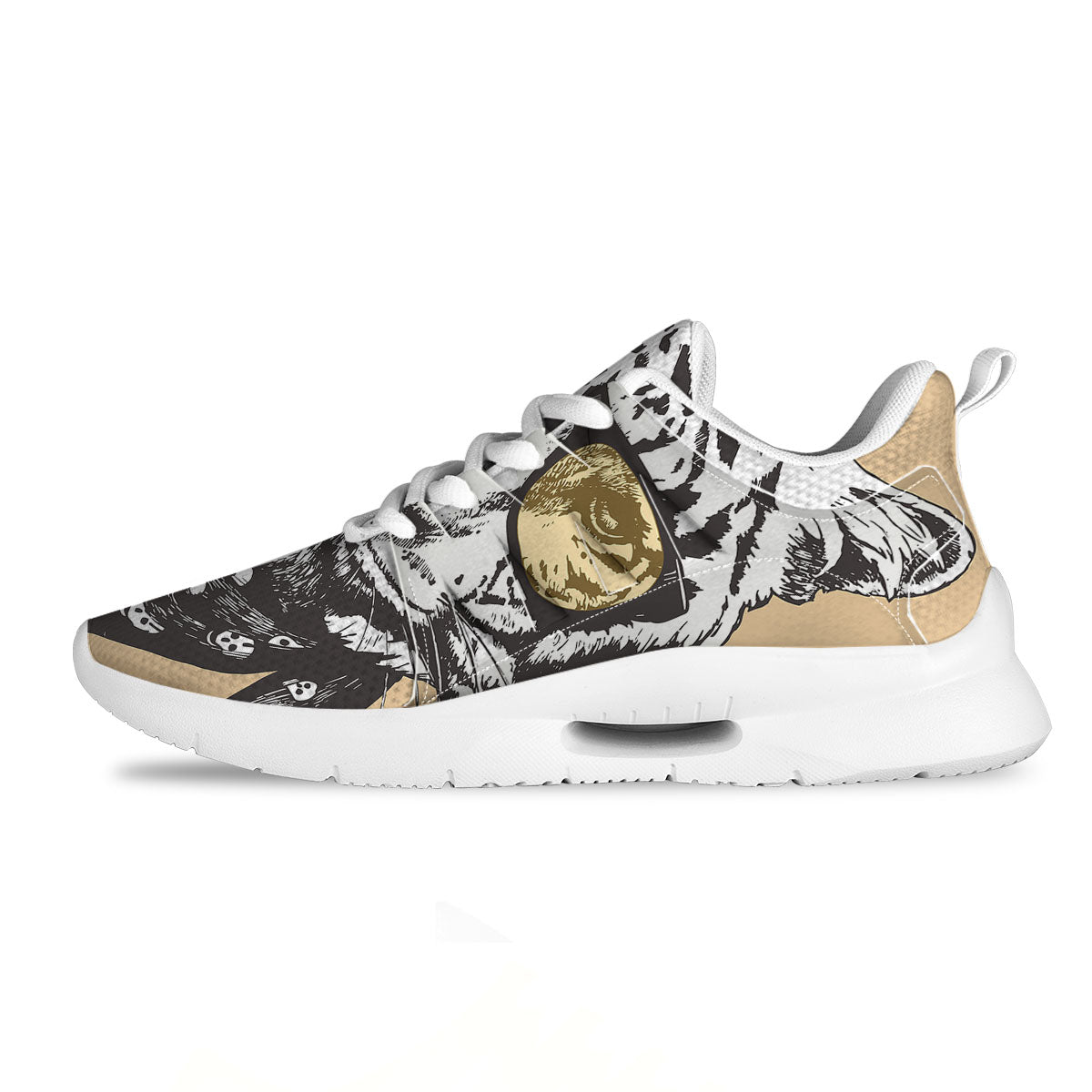 White Tiger With Sunglasses Print Pattern Tennis Shoes-grizzshop