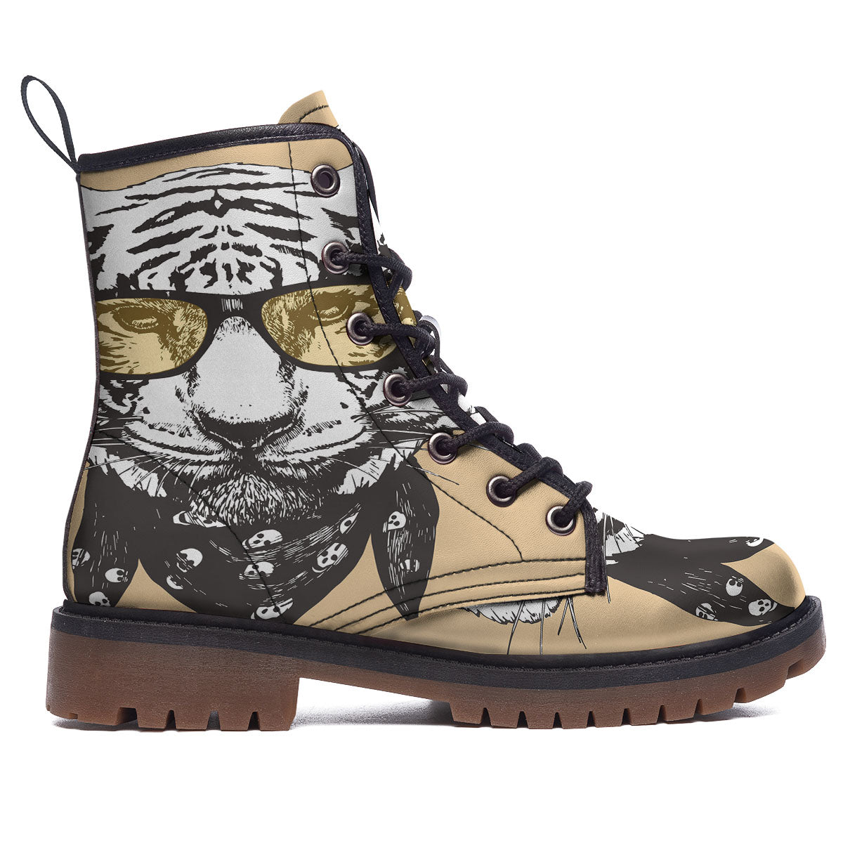 White Tiger With Sunglasses Print Pattern Work Boots-grizzshop