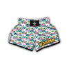 White Tropical Palm Leave Muay Thai Boxing Shorts-grizzshop