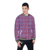 White USA Plaid And Blue Red Print Baseball Jacket-grizzshop