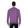 White USA Plaid And Blue Red Print Baseball Jacket-grizzshop