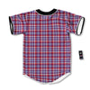 White USA Plaid And Blue Red Print Baseball Jersey-grizzshop