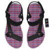 White USA Plaid And Blue Red Print Black Open Toe Sandals-grizzshop