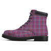 White USA Plaid And Blue Red Print Boots-grizzshop