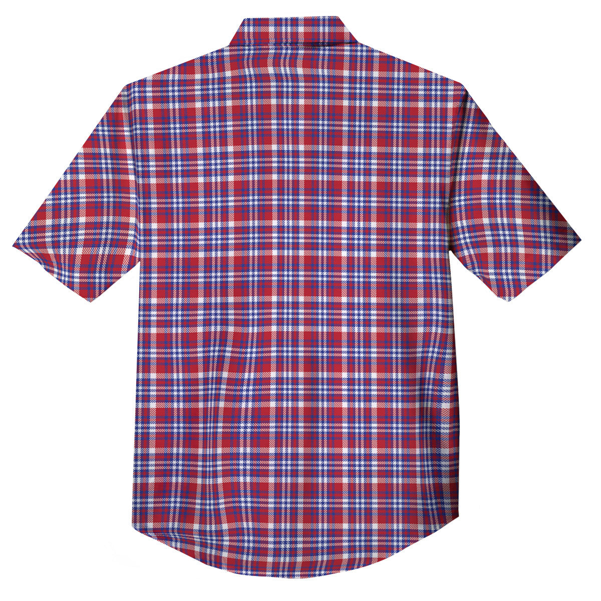 White USA Plaid And Blue Red Print Button Up Shirt-grizzshop