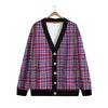 White USA Plaid And Blue Red Print Cardigan-grizzshop