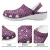 White USA Plaid And Blue Red Print Clog-grizzshop