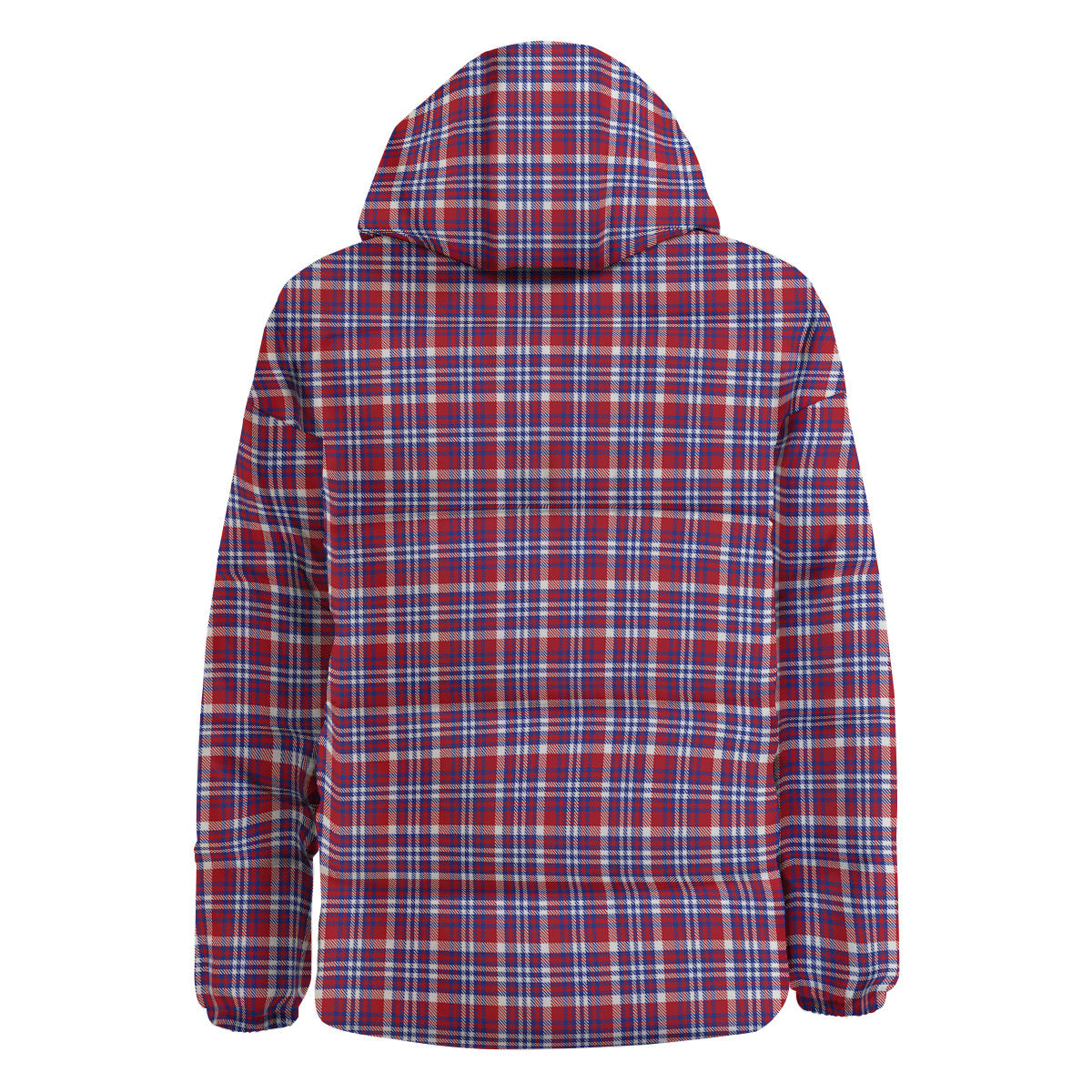 White USA Plaid And Blue Red Print Down Jacket-grizzshop