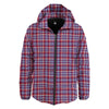 White USA Plaid And Blue Red Print Down Jacket-grizzshop