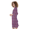 White USA Plaid And Blue Red Print Kimono-grizzshop