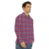 White USA Plaid And Blue Red Print Men's Dress Shirts-grizzshop