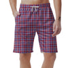 White USA Plaid And Blue Red Print Men's Shorts-grizzshop