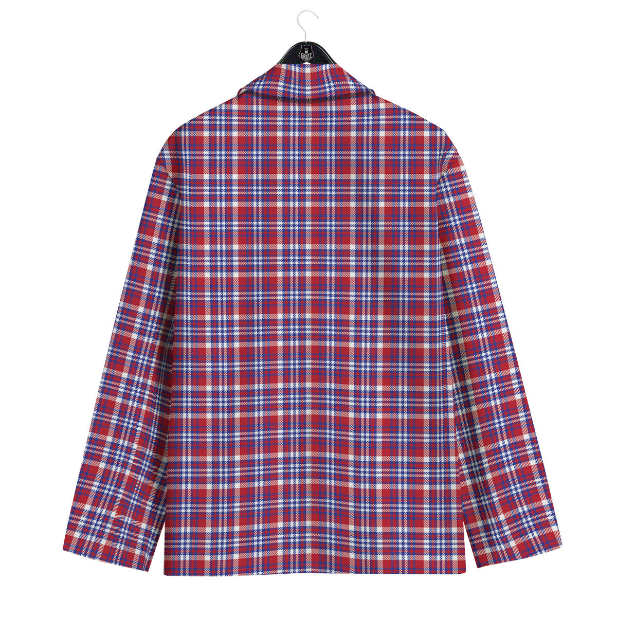 White USA Plaid And Blue Red Print Men's Sport Coat-grizzshop