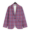 White USA Plaid And Blue Red Print Men's Sport Coat-grizzshop