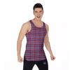 White USA Plaid And Blue Red Print Men's Tank Top-grizzshop