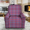 White USA Plaid And Blue Red Print Recliner Slipcover-grizzshop