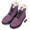 White USA Plaid And Blue Red Print Winter Boots-grizzshop