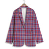 White USA Plaid And Blue Red Print Women's Blazer-grizzshop