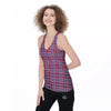 White USA Plaid And Blue Red Print Women's Racerback Tank Top-grizzshop