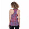 White USA Plaid And Blue Red Print Women's Racerback Tank Top-grizzshop