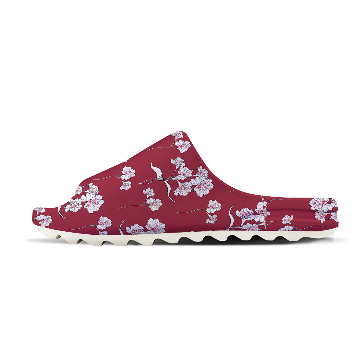 White Alstroemeria Red Print Pattern Sandals-grizzshop
