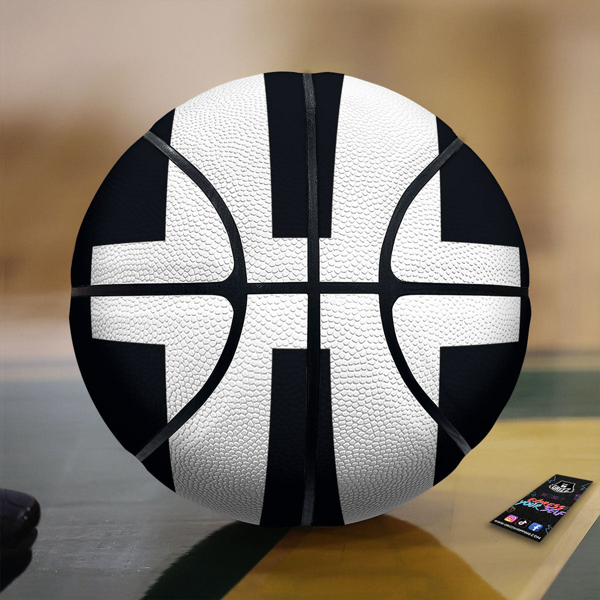 White And Black Pisces Sign Print Basketball